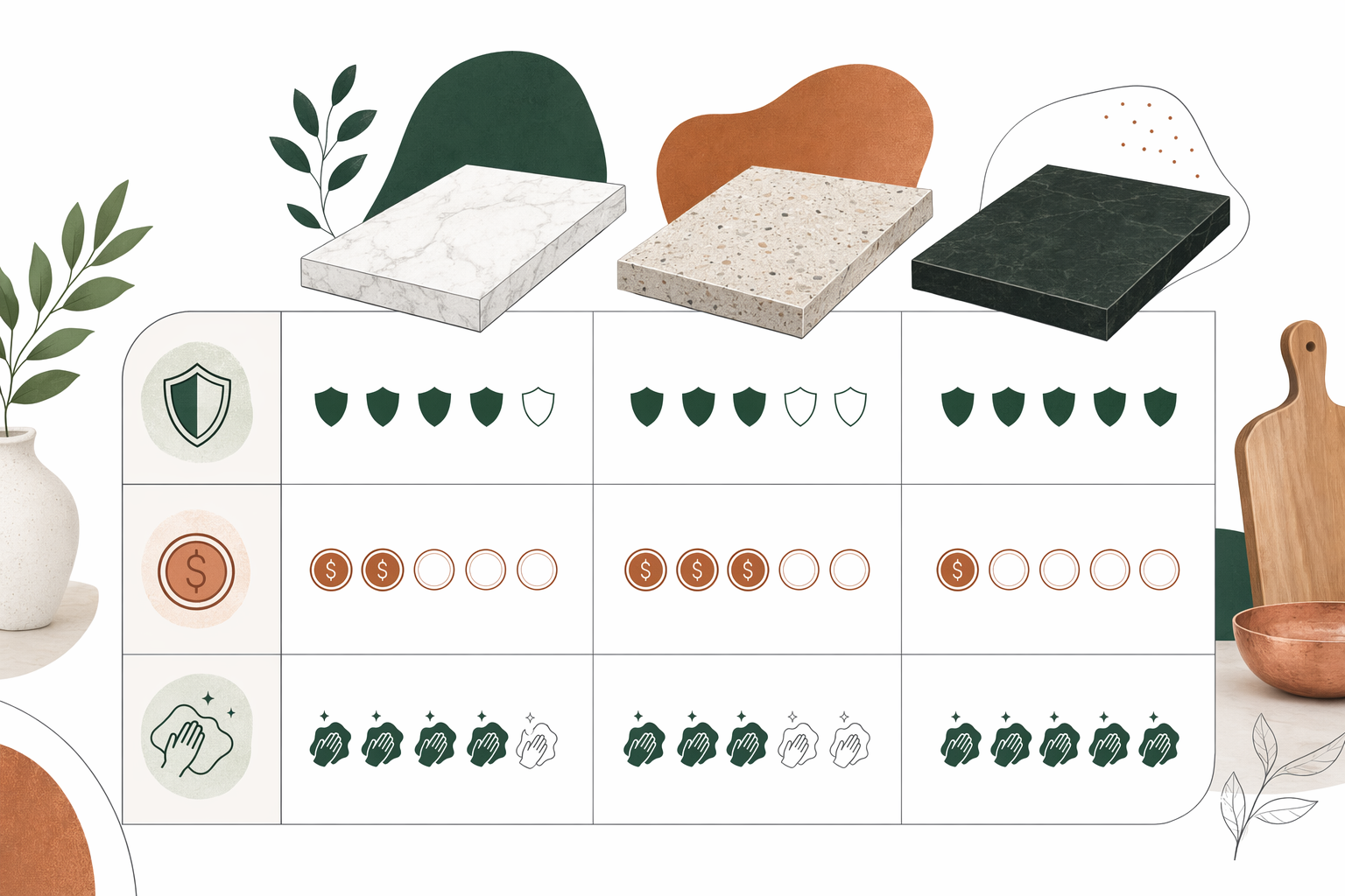 Illustration for Countertop materials compared