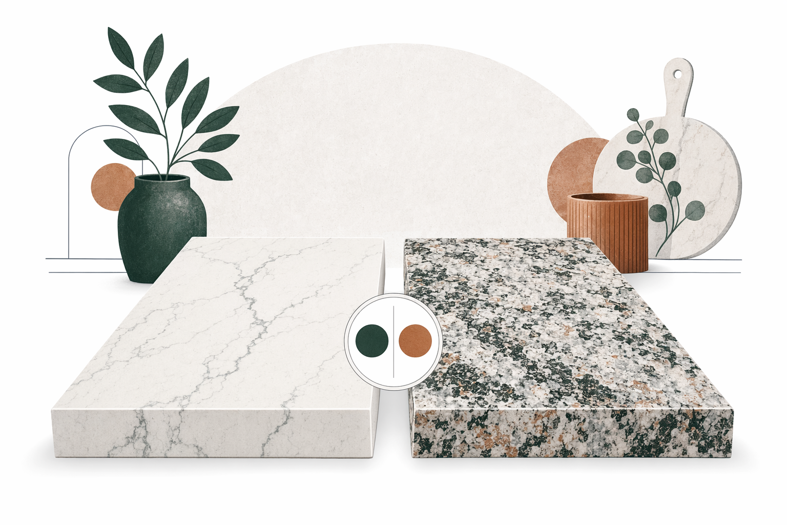 Illustration for Quartz vs Granite Countertops — Which Is Right for You?